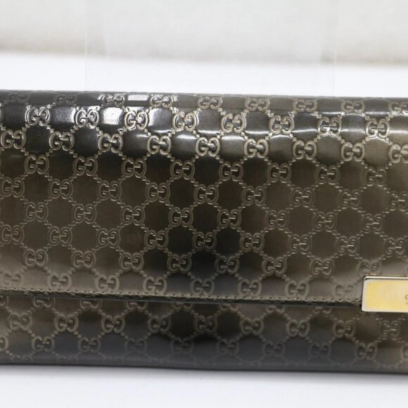 Gucci Metallic Grey Microguccissima Patent Leather Continental Wallet - Picture 1 of 16